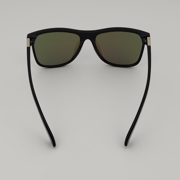 Quiksilver Round Flat Lens Sunglasses Gloss Black Frame Blue-Mirror Lens NEW Q24 - Picture 7 of 11